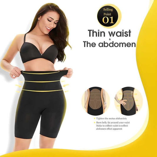 4-in-1 Shaper - Quick Slim Shape Wear Tummy, Back, Thighs, Hips - Black/Effective Seamless Tummy Tucker